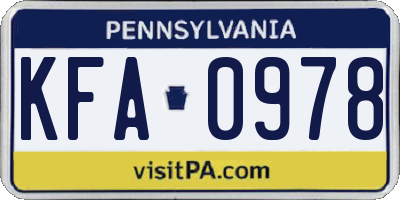 PA license plate KFA0978