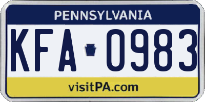 PA license plate KFA0983