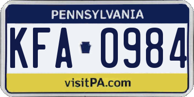 PA license plate KFA0984