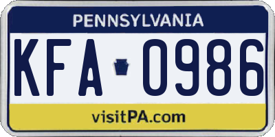 PA license plate KFA0986