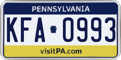 PA license plate KFA0993