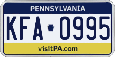 PA license plate KFA0995