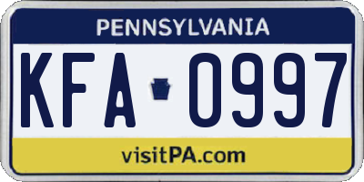 PA license plate KFA0997