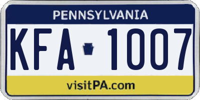 PA license plate KFA1007