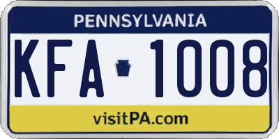 PA license plate KFA1008