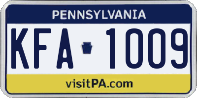 PA license plate KFA1009