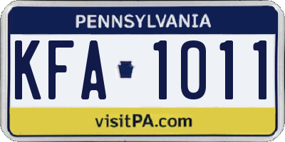 PA license plate KFA1011