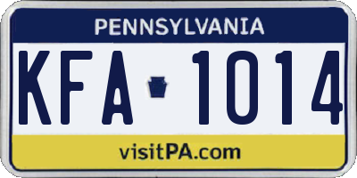 PA license plate KFA1014