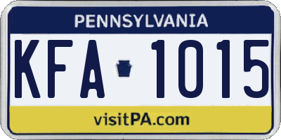 PA license plate KFA1015