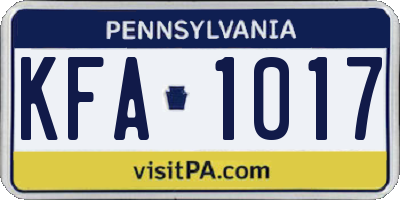 PA license plate KFA1017