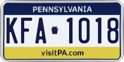 PA license plate KFA1018