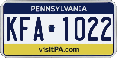 PA license plate KFA1022