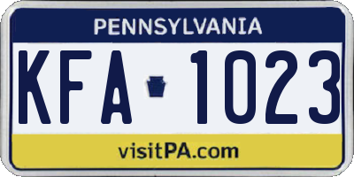 PA license plate KFA1023