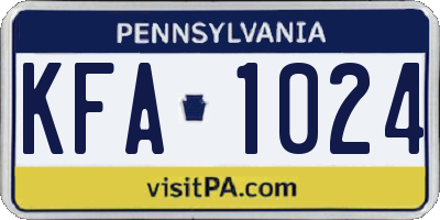 PA license plate KFA1024