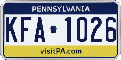 PA license plate KFA1026