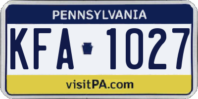 PA license plate KFA1027