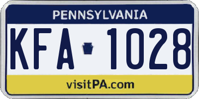 PA license plate KFA1028