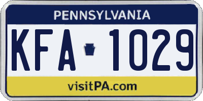 PA license plate KFA1029