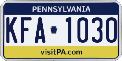 PA license plate KFA1030