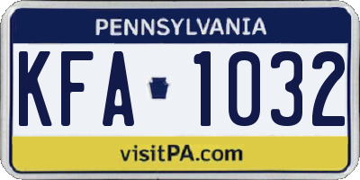 PA license plate KFA1032