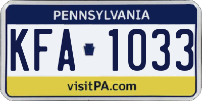 PA license plate KFA1033