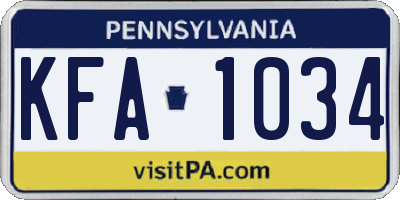 PA license plate KFA1034