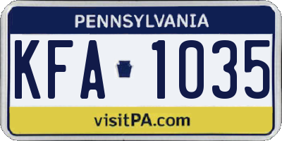PA license plate KFA1035
