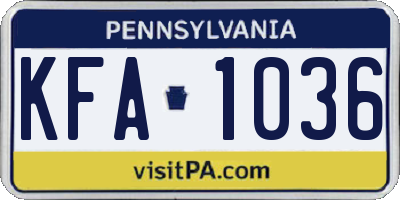 PA license plate KFA1036
