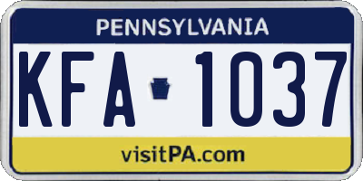 PA license plate KFA1037
