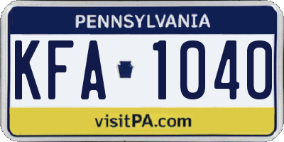 PA license plate KFA1040