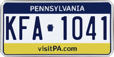 PA license plate KFA1041