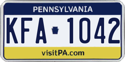 PA license plate KFA1042