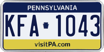 PA license plate KFA1043
