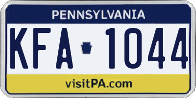 PA license plate KFA1044