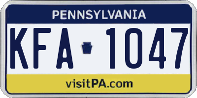 PA license plate KFA1047