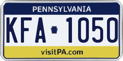 PA license plate KFA1050