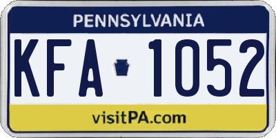 PA license plate KFA1052