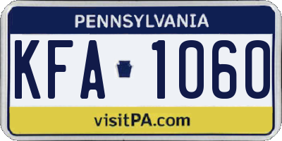 PA license plate KFA1060