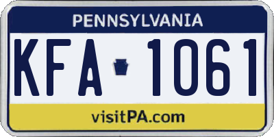PA license plate KFA1061