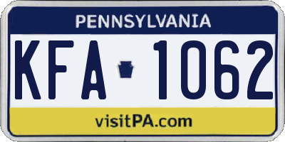 PA license plate KFA1062