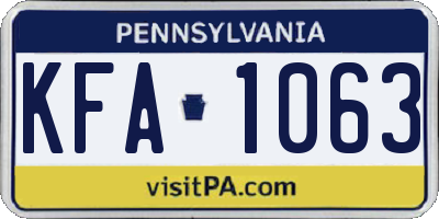 PA license plate KFA1063
