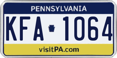 PA license plate KFA1064