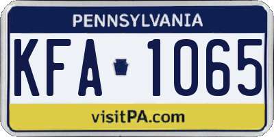 PA license plate KFA1065