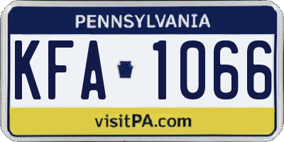 PA license plate KFA1066