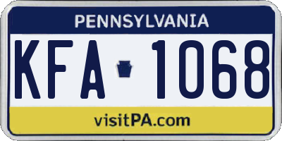 PA license plate KFA1068
