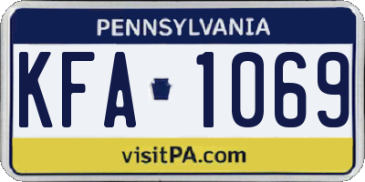 PA license plate KFA1069