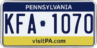 PA license plate KFA1070