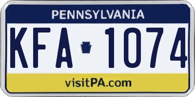 PA license plate KFA1074