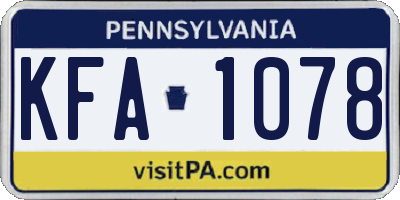 PA license plate KFA1078