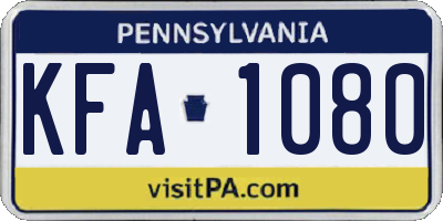 PA license plate KFA1080